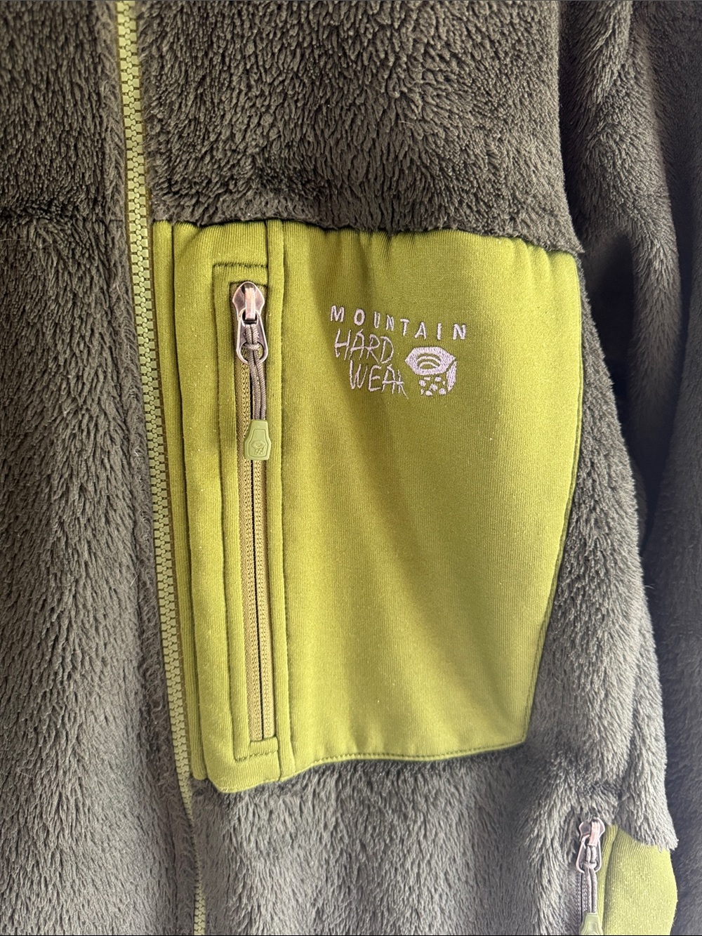 mountain hardware monkey man jacket green zip-up fleece size large - Picture 2 of 8